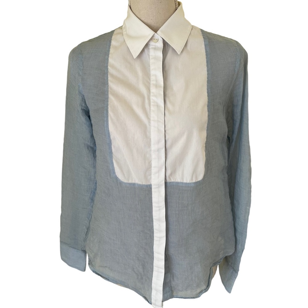 Worth Blue and White Stripe Tuxedo Bib Lightweight Shirt P